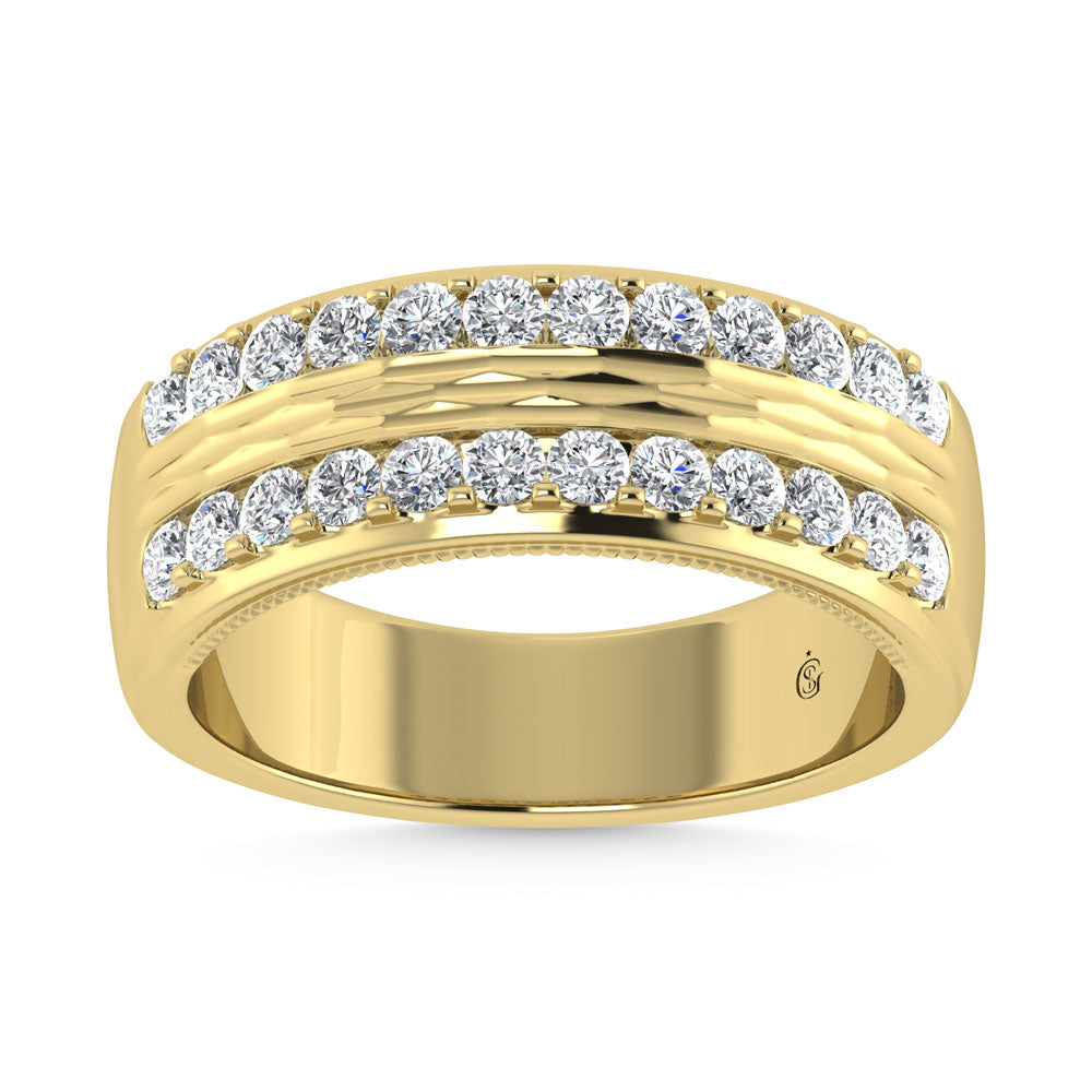 14K Yellow Gold Diamond 1 Ct.Tw. Channel Set Mens Machine Band