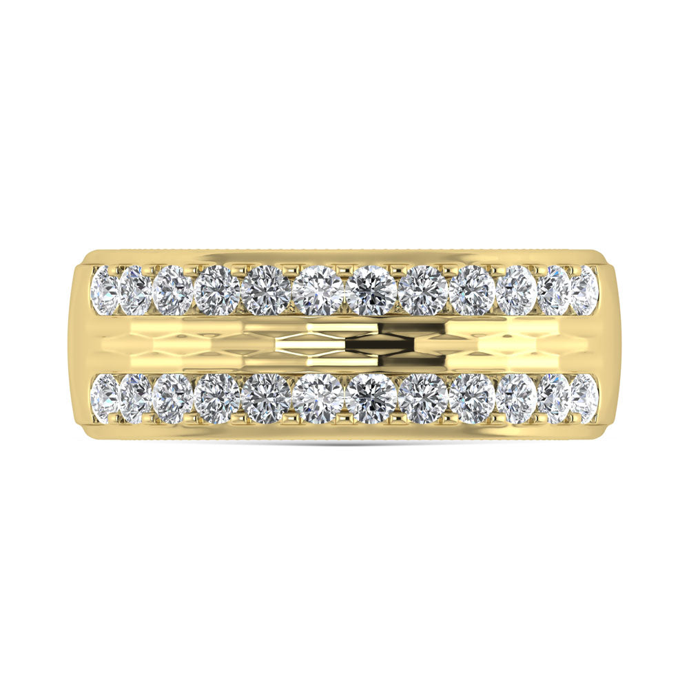 14K Yellow Gold Diamond 1 Ct.Tw. Channel Set Mens Machine Band