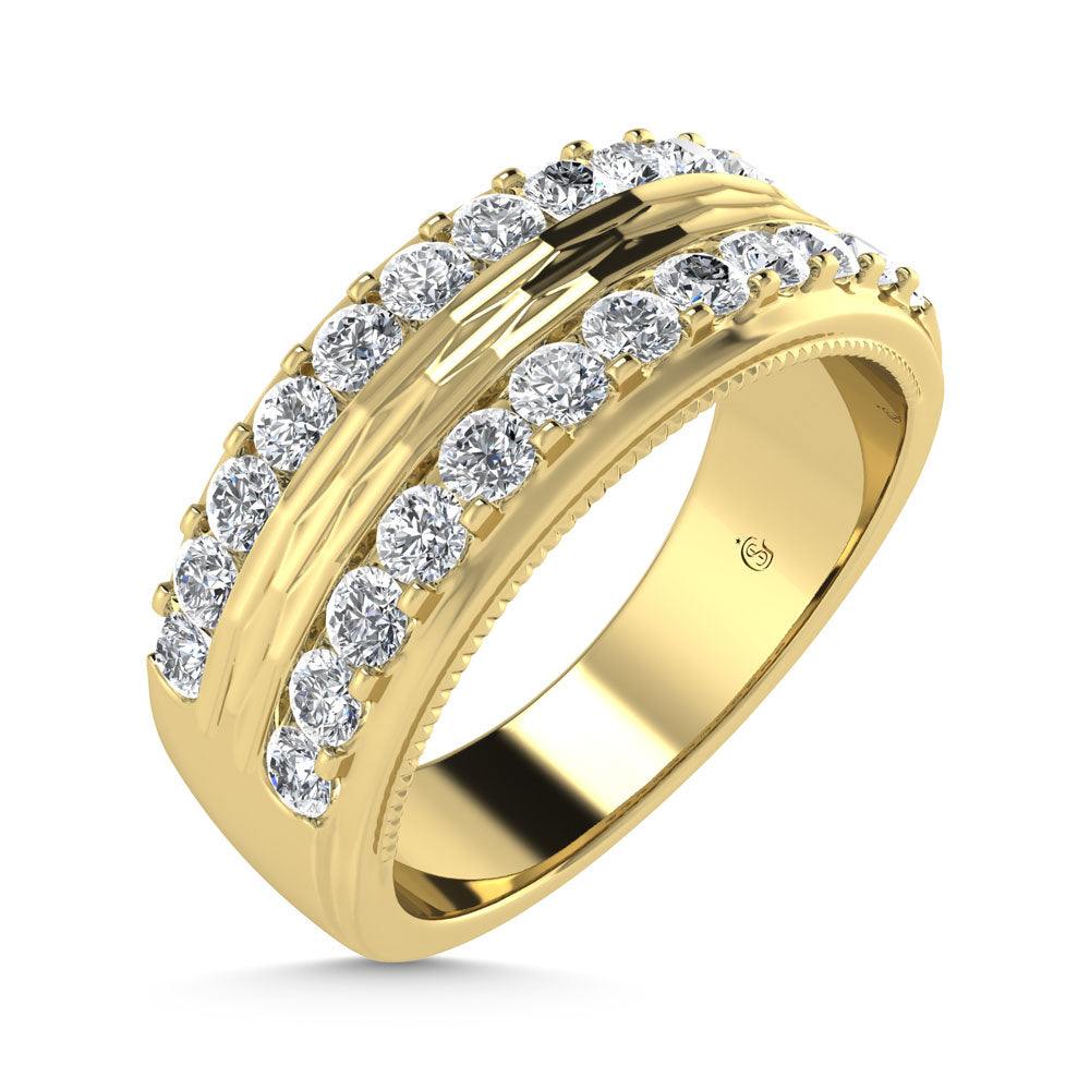 14K Yellow Gold Diamond 1 Ct.Tw. Channel Set Mens Machine Band