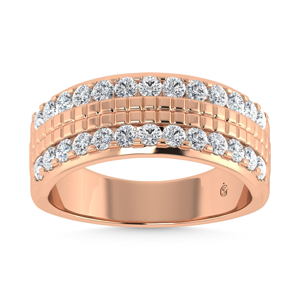 14K Rose Gold Diamond 1 Ct.Tw. Channel Set Mens Machine Band