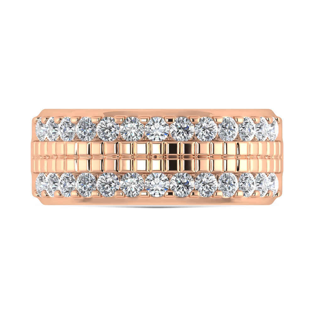 14K Rose Gold Diamond 1 Ct.Tw. Channel Set Mens Machine Band