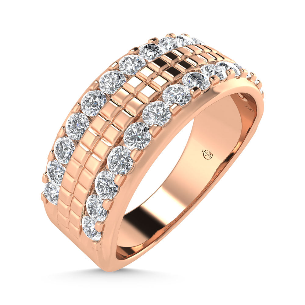 14K Rose Gold Diamond 1 Ct.Tw. Channel Set Mens Machine Band