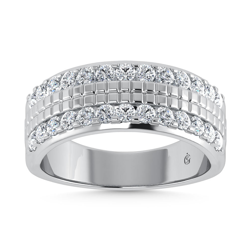 14K White Gold Diamond 1 Ct.Tw. Channel Set Mens Machine Band