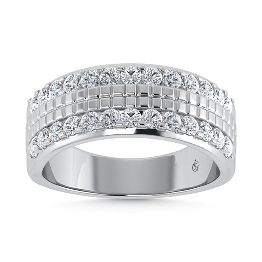 14K White Gold Diamond 1 Ct.Tw. Channel Set Mens Machine Band