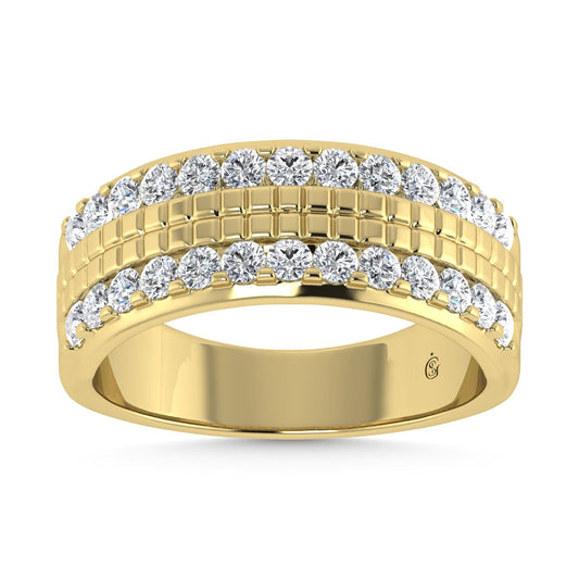 14K Yellow Gold Diamond 1 Ct.Tw. Channel Set Mens Machine Band