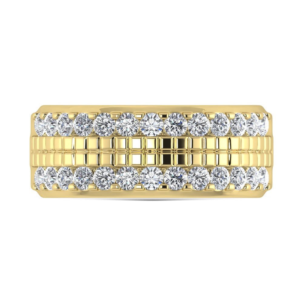 14K Yellow Gold Diamond 1 Ct.Tw. Channel Set Mens Machine Band