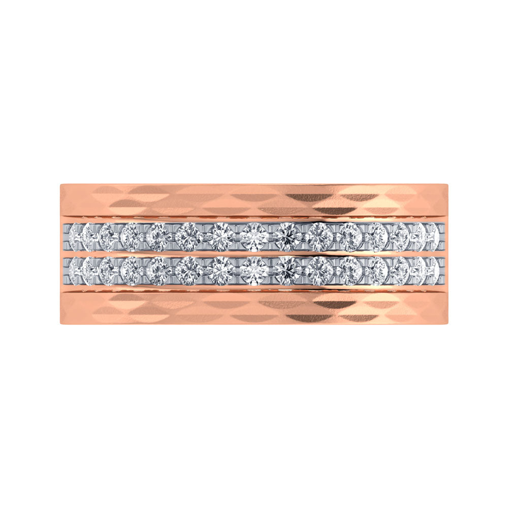 14K Rose Gold Diamond 3/4.Ct. Tw. Men?s Machine Band