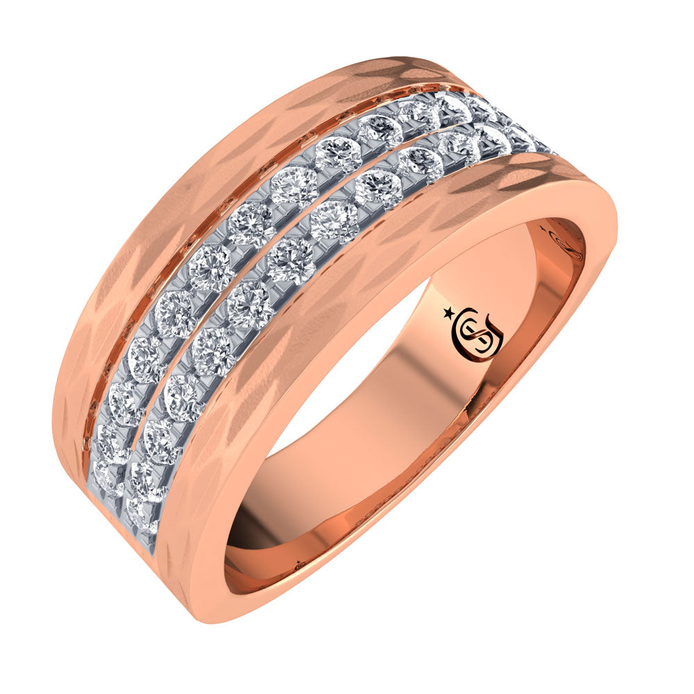 14K Rose Gold Diamond 3/4.Ct. Tw. Men?s Machine Band