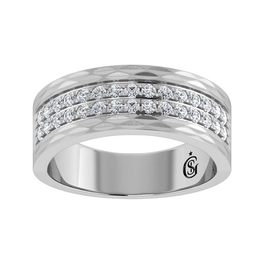14K White Gold Diamond 3/4.Ct. Tw. Men?s Machine Band