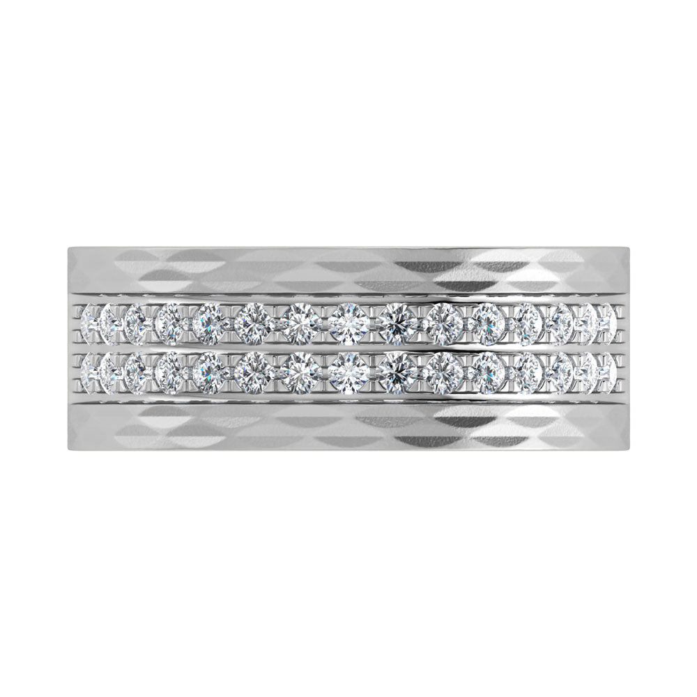 14K White Gold Diamond 3/4.Ct. Tw. Men?s Machine Band