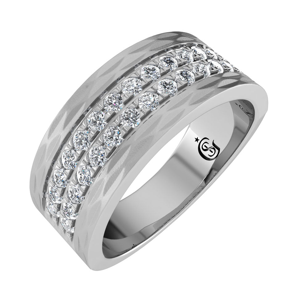 14K White Gold Diamond 3/4.Ct. Tw. Men?s Machine Band