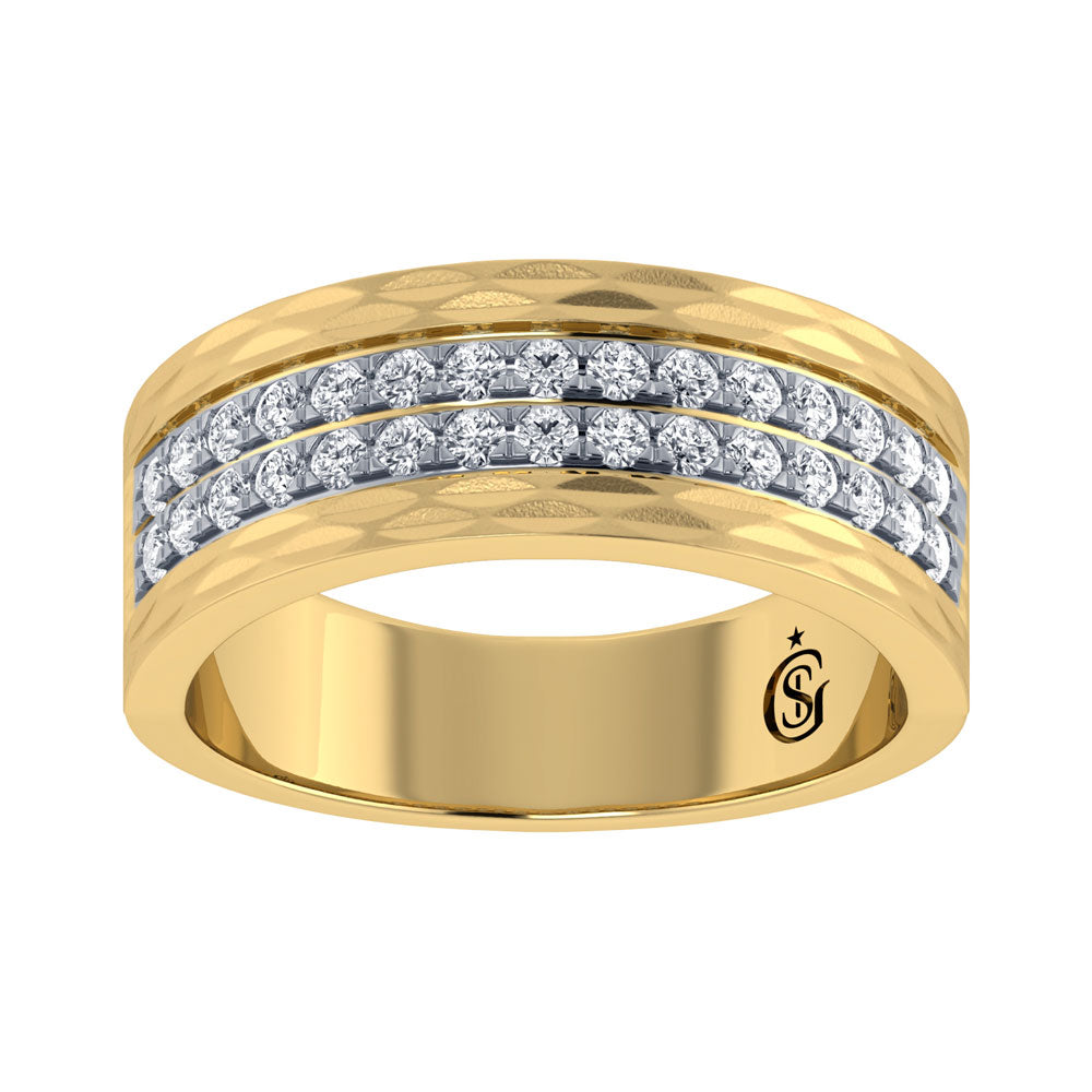 14K Yellow Gold Diamond 3/4.Ct. Tw. Men?s Machine Band