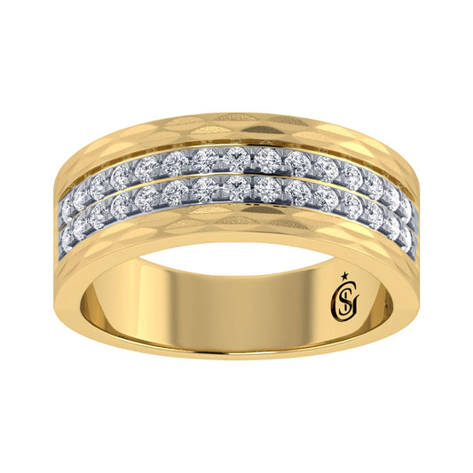 14K Yellow Gold Diamond 3/4.Ct. Tw. Men?s Machine Band