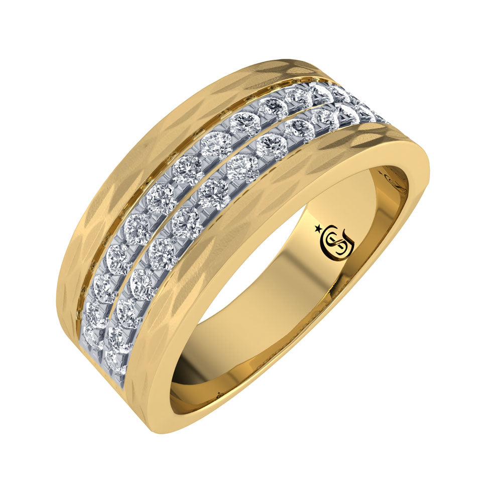 14K Yellow Gold Diamond 3/4.Ct. Tw. Men?s Machine Band
