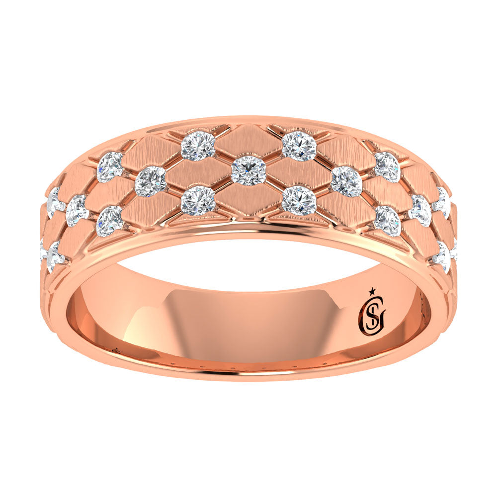 14K Rose Gold Diamond 1/2.Ct. Tw. Men?s Machine Band