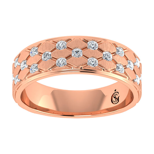 14K Rose Gold Diamond 1/2.Ct. Tw. Men?s Machine Band