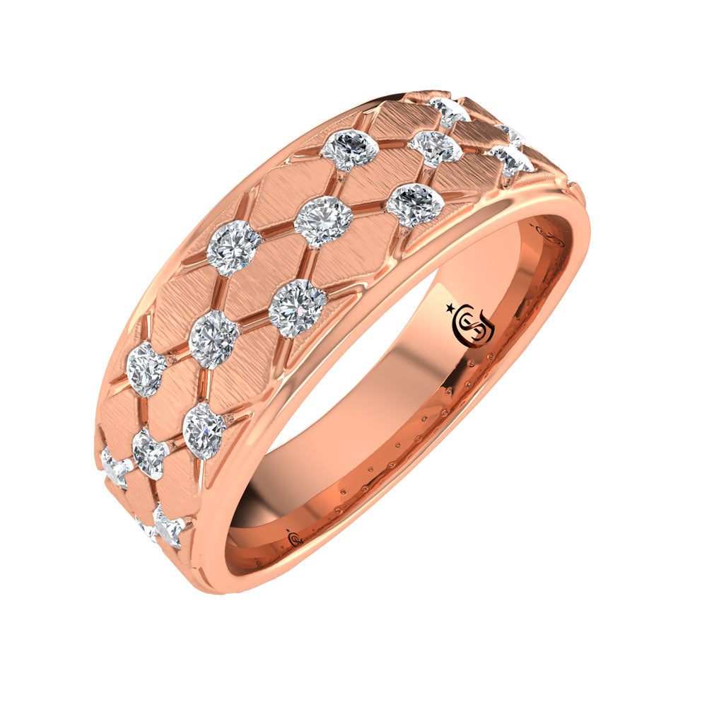 14K Rose Gold Diamond 1/2.Ct. Tw. Men?s Machine Band