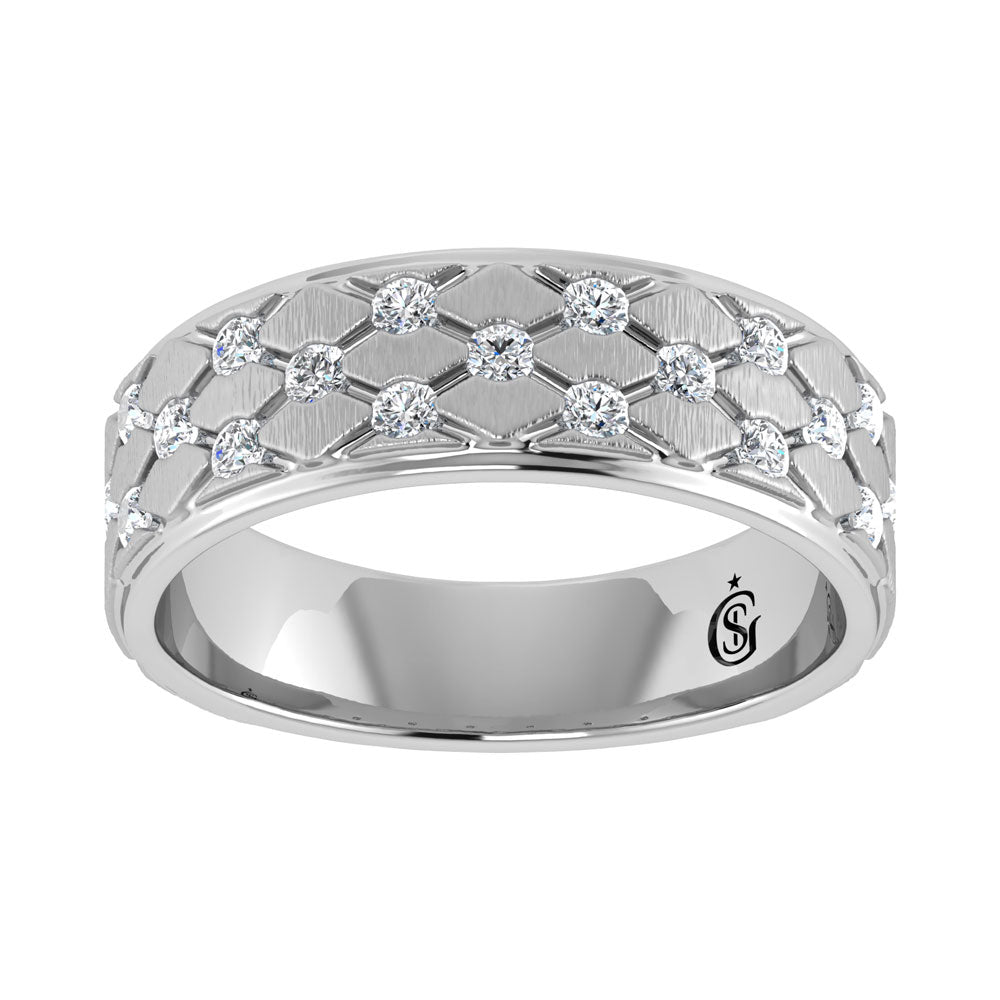 14K White Gold Diamond 1/2.Ct. Tw. Men?s Machine Band