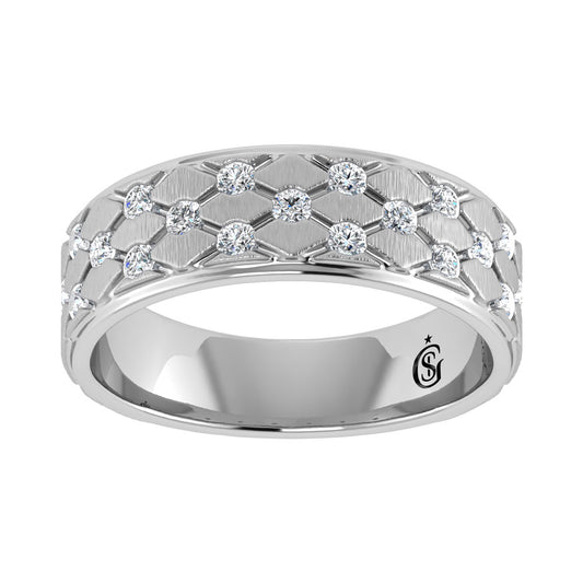 14K White Gold Diamond 1/2.Ct. Tw. Men?s Machine Band