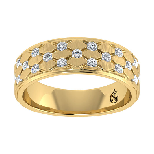 14K Yellow Gold Diamond 1/2.Ct. Tw. Men?s Machine Band