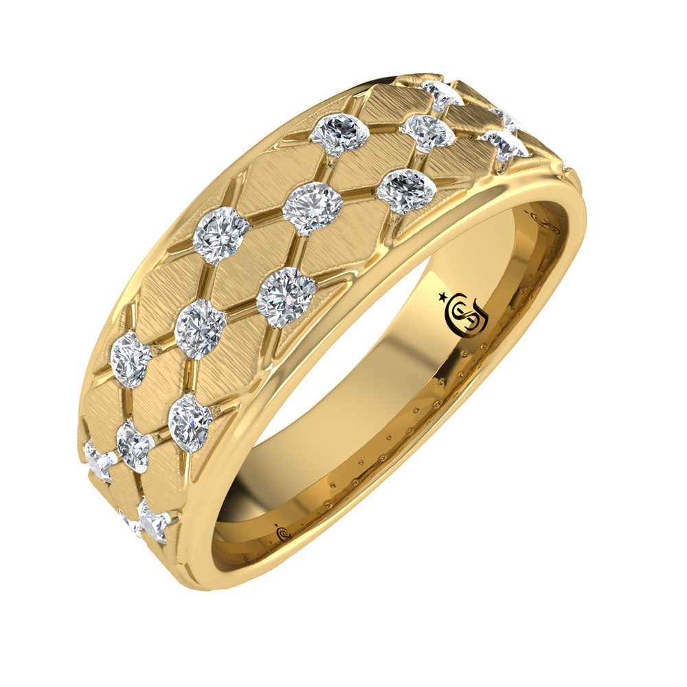 14K Yellow Gold Diamond 1/2.Ct. Tw. Men?s Machine Band