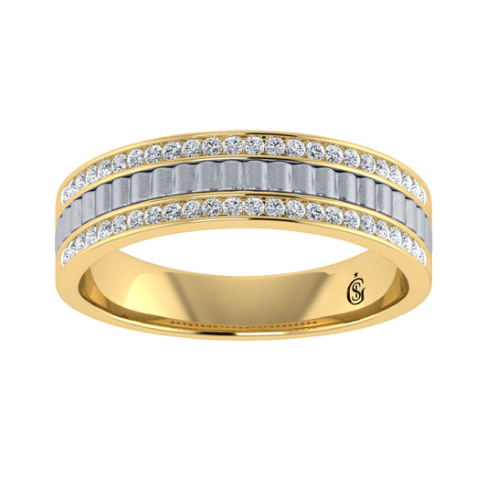 14K Two Tone Diamond 1/3.Ct. Tw. Men?s Machine Band
