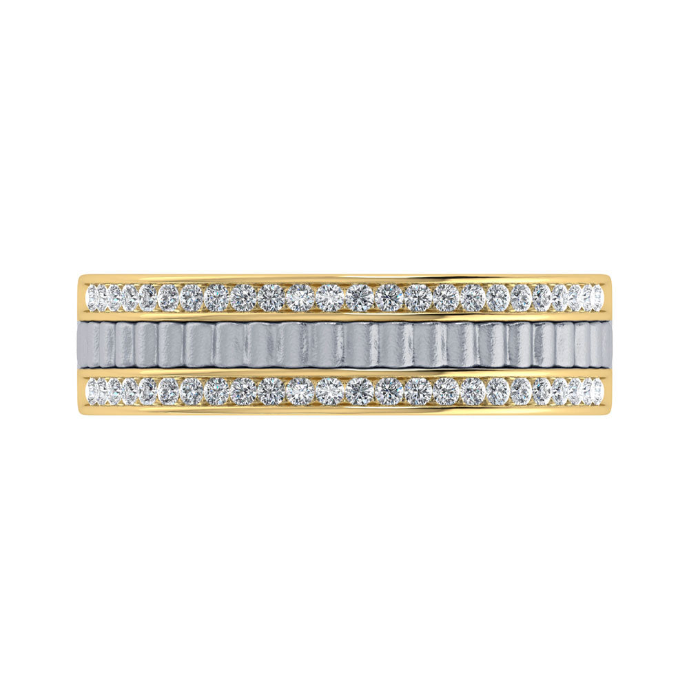14K Two Tone Diamond 1/3.Ct. Tw. Men?s Machine Band