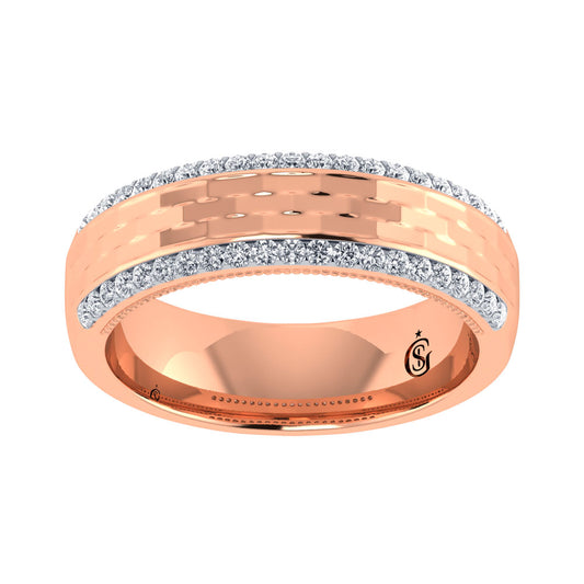 14K Rose Gold Diamond 1/2.Ct. Tw. Men?s Machine Band