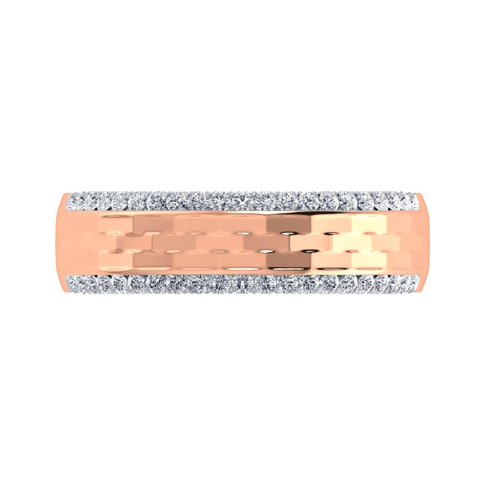 14K Rose Gold Diamond 1/2.Ct. Tw. Men?s Machine Band