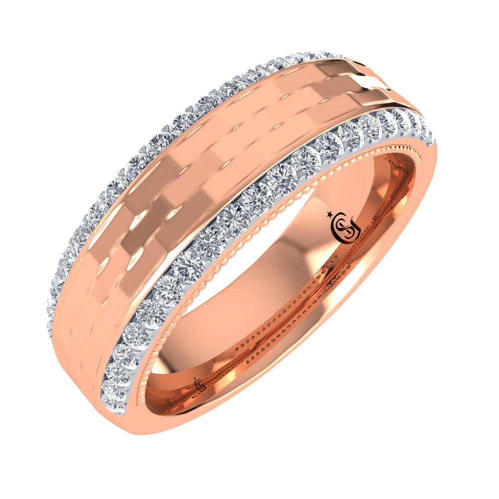 14K Rose Gold Diamond 1/2.Ct. Tw. Men?s Machine Band