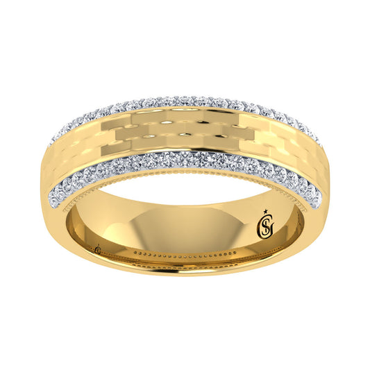 14K Yellow Gold Diamond 1/2.Ct. Tw. Men?s Machine Band