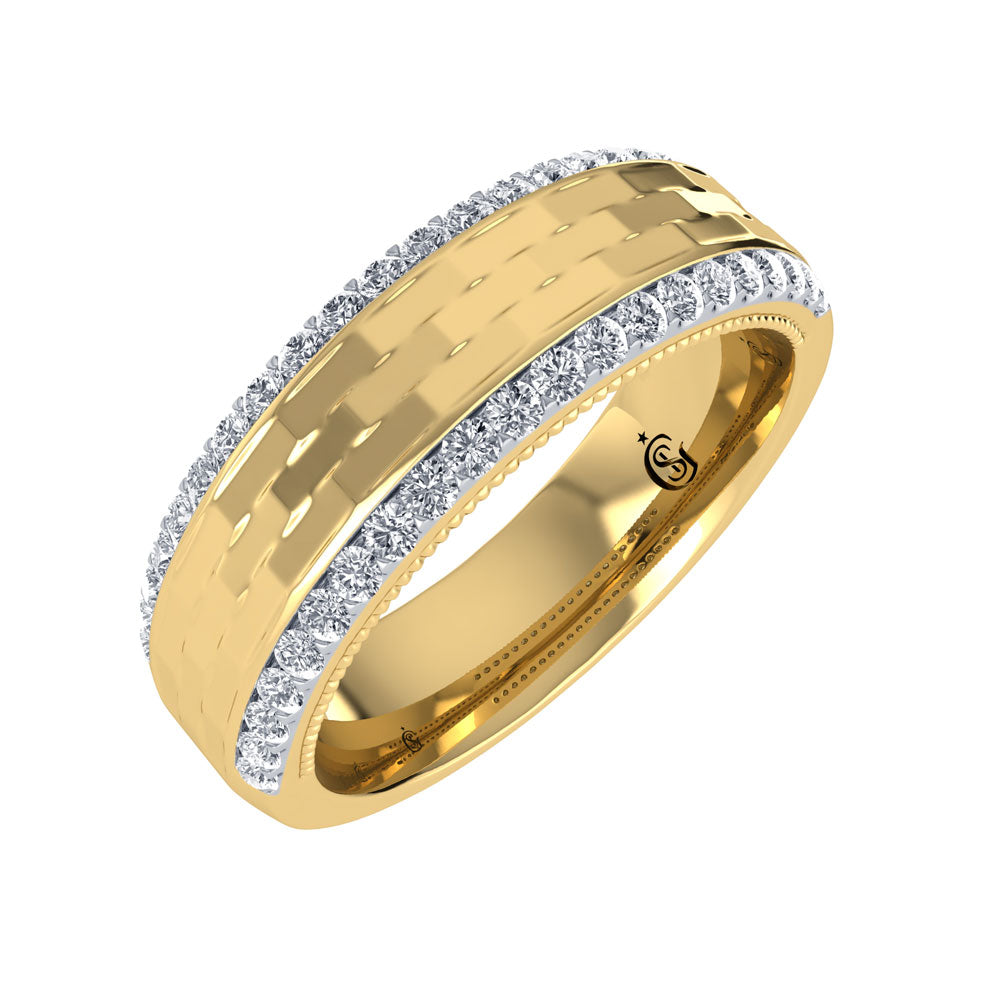 14K Yellow Gold Diamond 1/2.Ct. Tw. Men?s Machine Band