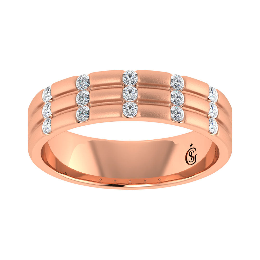 14K Rose Gold Diamond 1/3.Ct. Tw. Men?s Machine Band