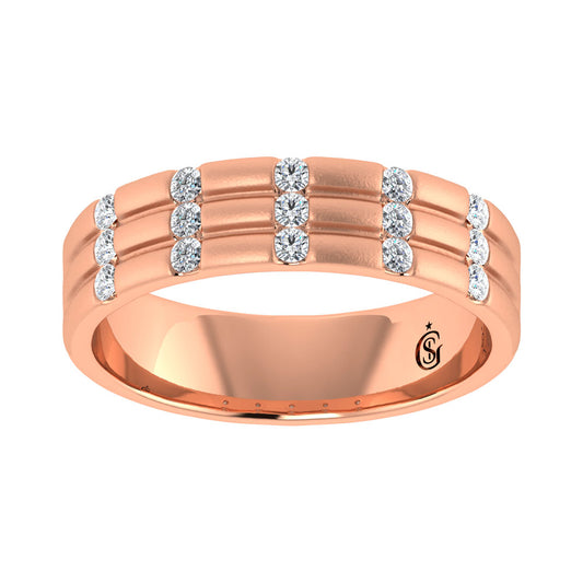 14K Rose Gold Diamond 1/3.Ct. Tw. Men?s Machine Band