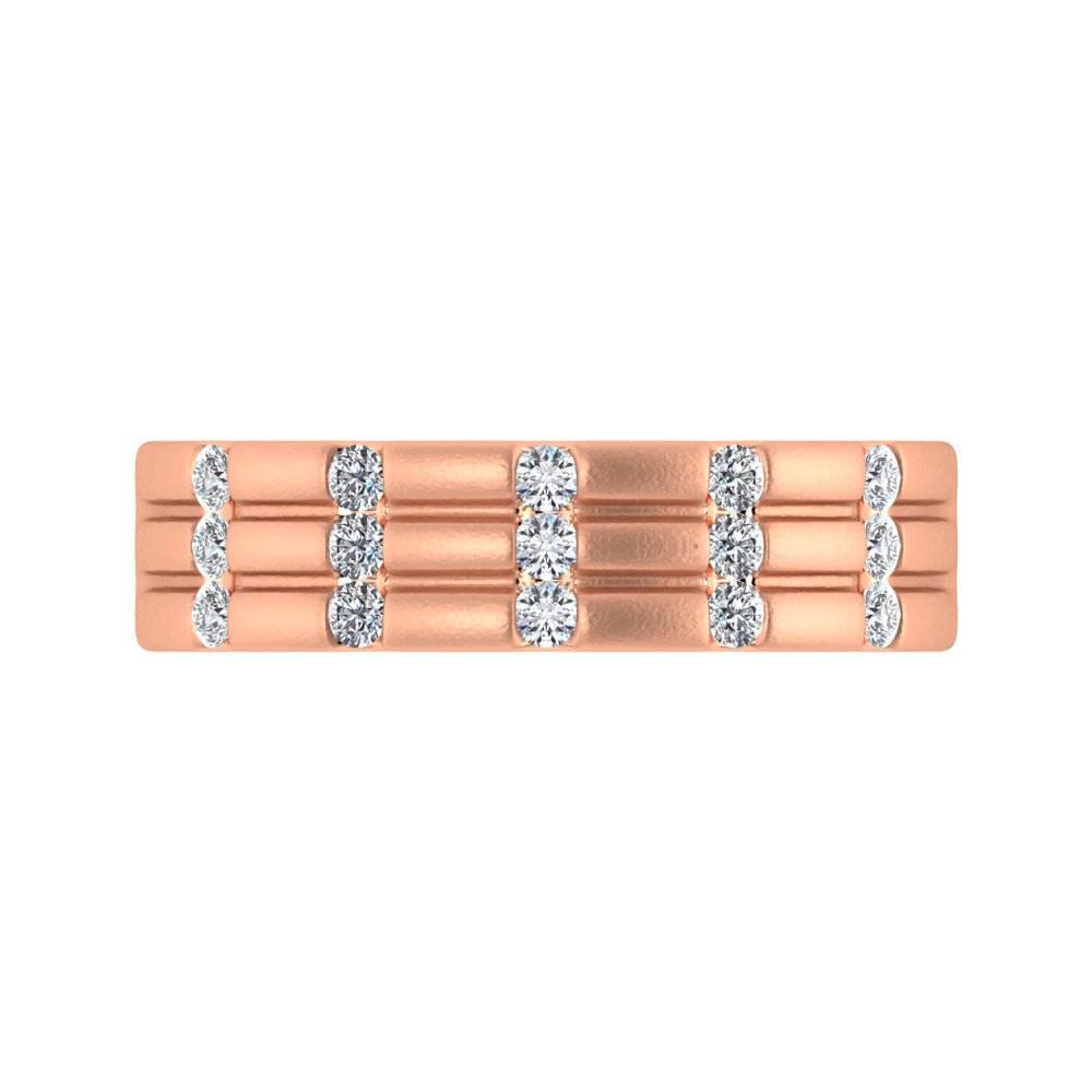 14K Rose Gold Diamond 1/3.Ct. Tw. Men?s Machine Band