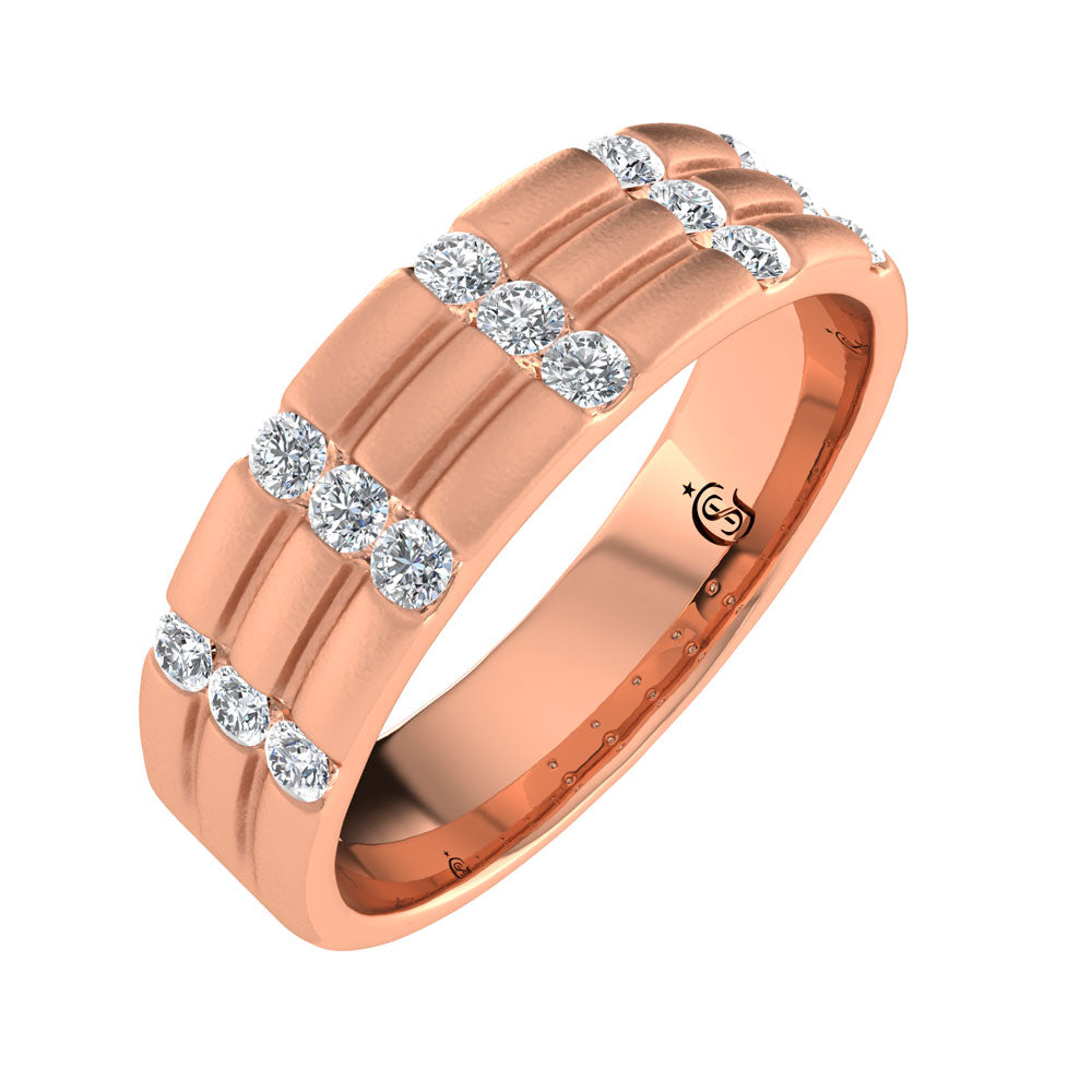 14K Rose Gold Diamond 1/3.Ct. Tw. Men?s Machine Band