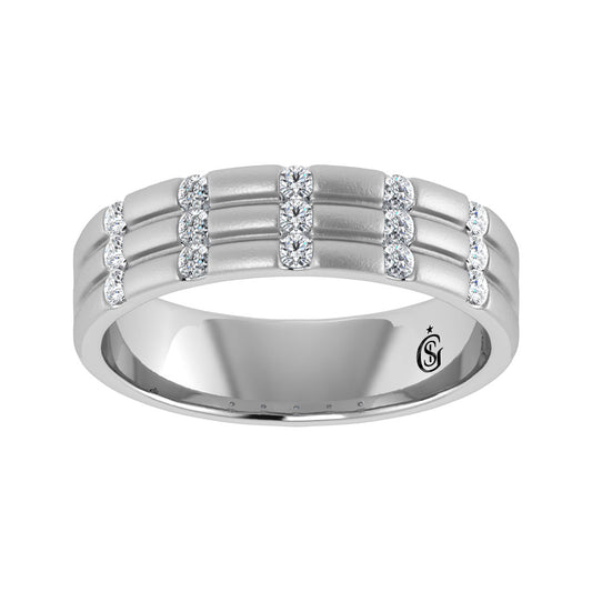 14K White Gold Diamond 1/3.Ct. Tw. Men?s Machine Band