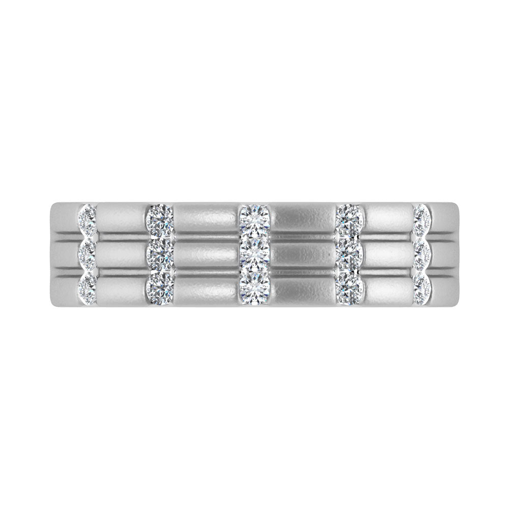 14K White Gold Diamond 1/3.Ct. Tw. Men?s Machine Band