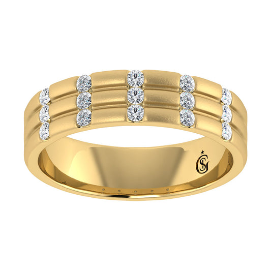 14K Yellow Gold Diamond 1/3.Ct. Tw. Men?s Machine Band