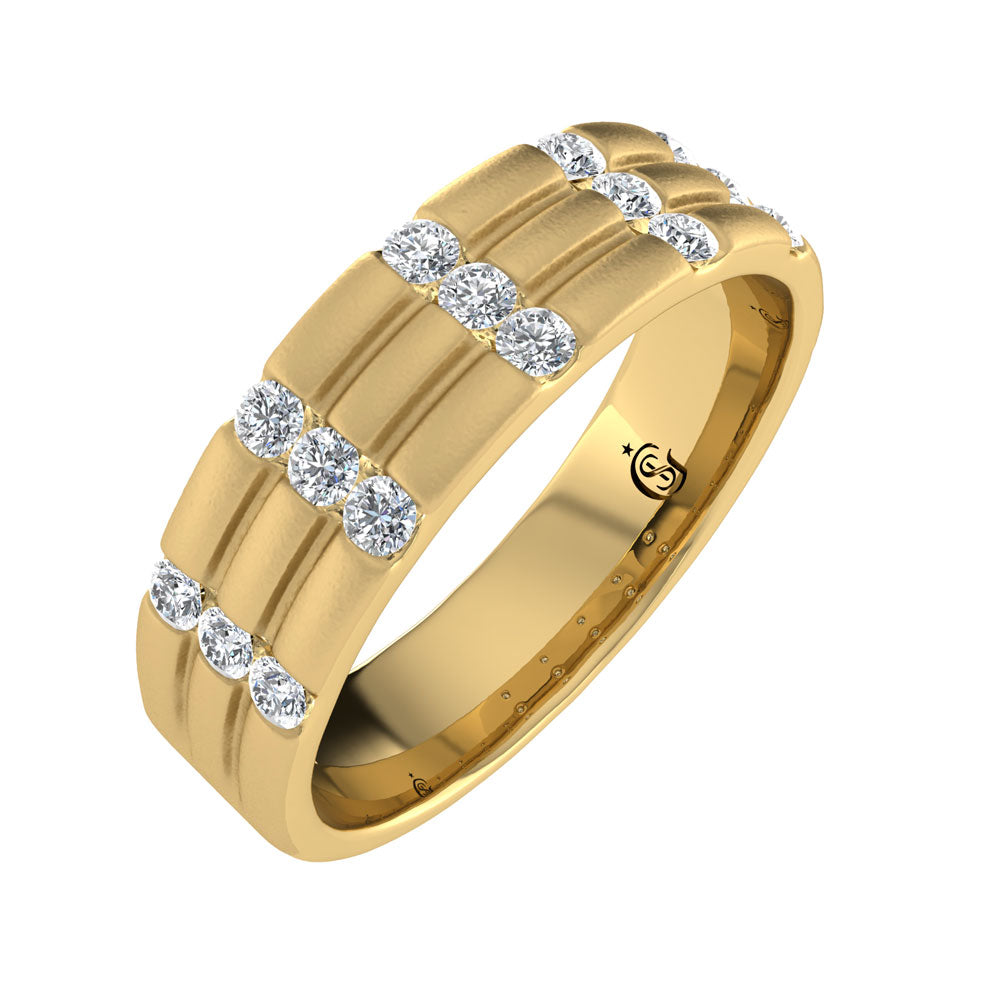 14K Yellow Gold Diamond 1/3.Ct. Tw. Men?s Machine Band
