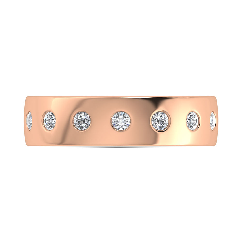 14K Rose Gold Diamond 1/3 Ct.Tw. Bezel Set Mens Machine Band