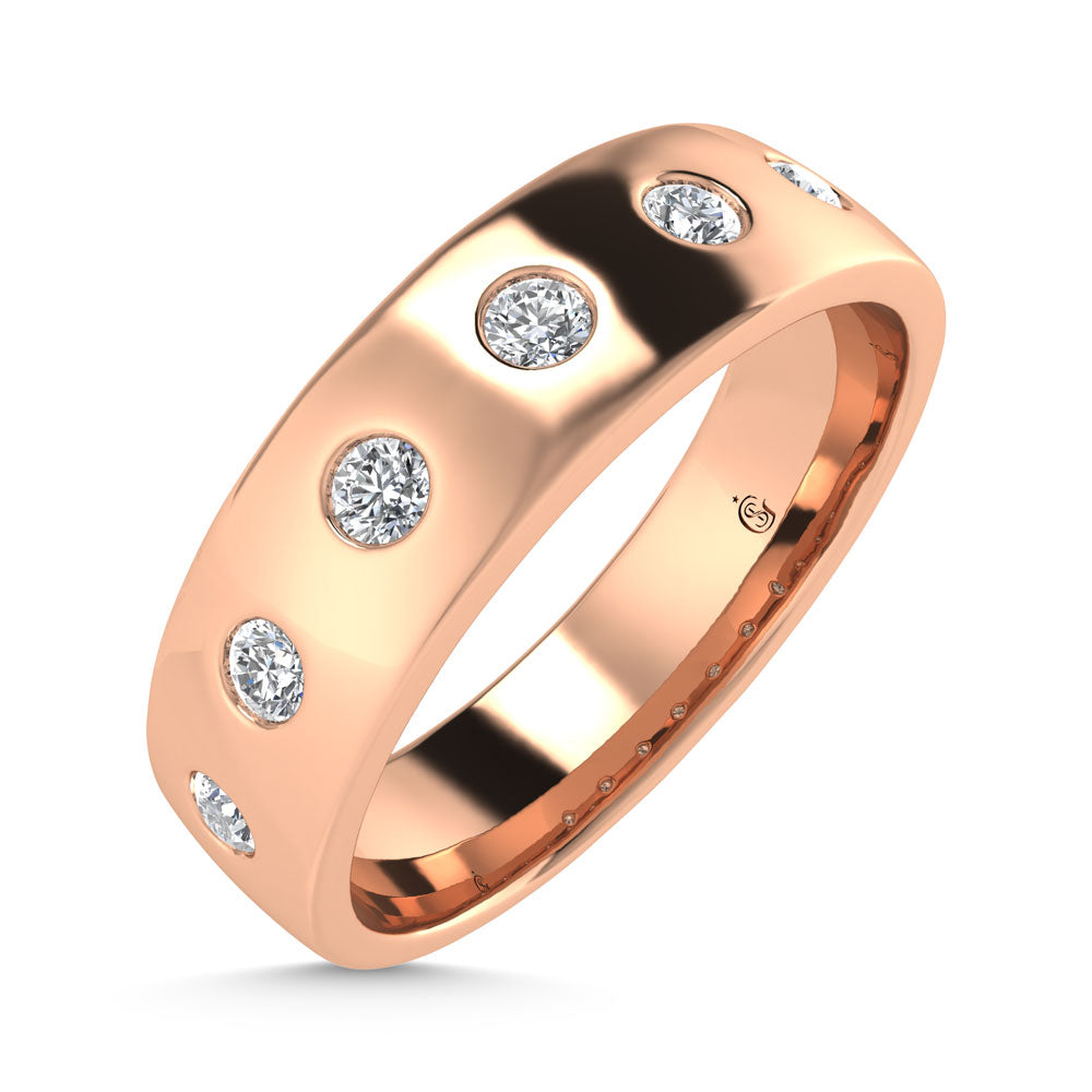 14K Rose Gold Diamond 1/3 Ct.Tw. Bezel Set Mens Machine Band