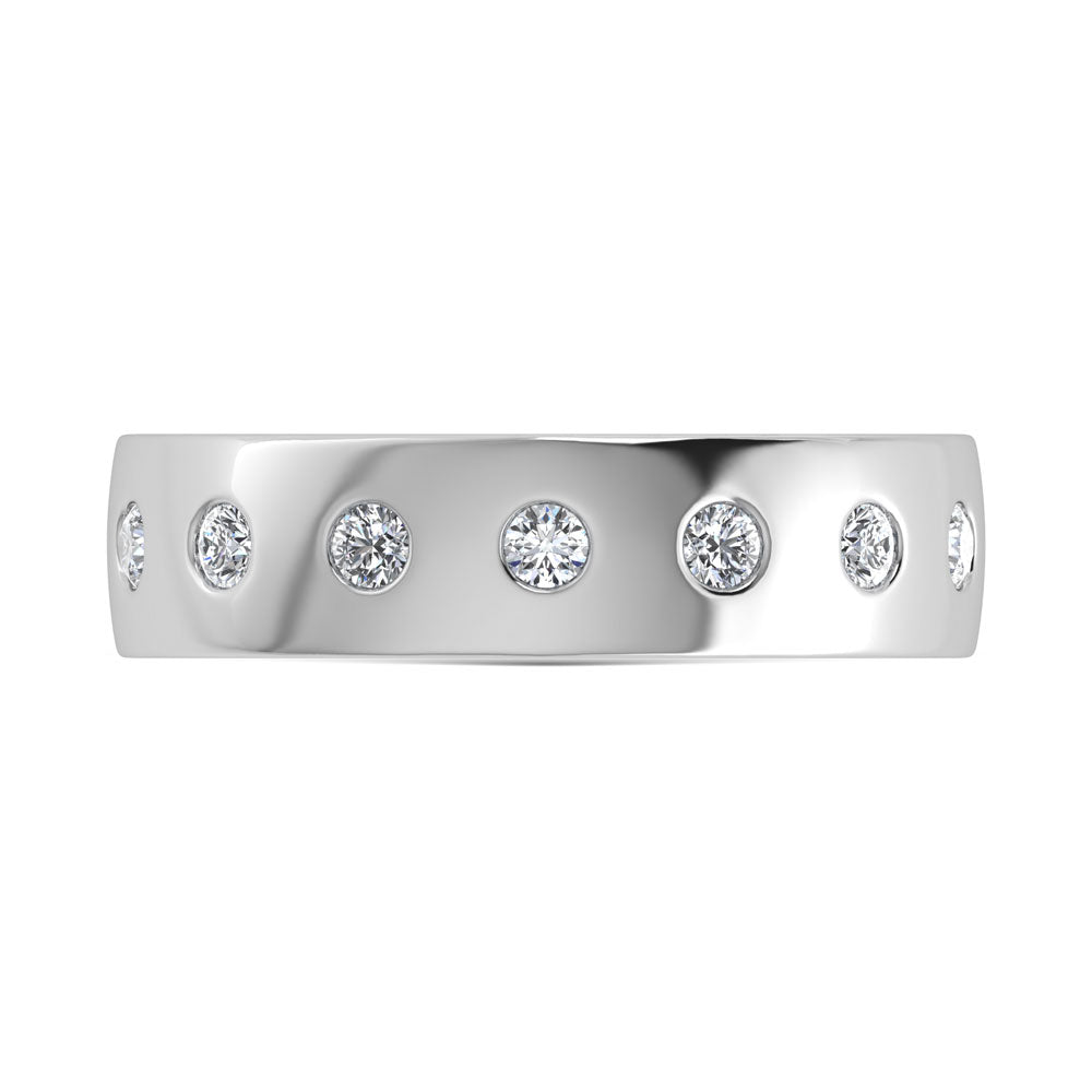 14K White Gold Diamond 1 Ct.Tw. Bezel Set Mens Machine Band