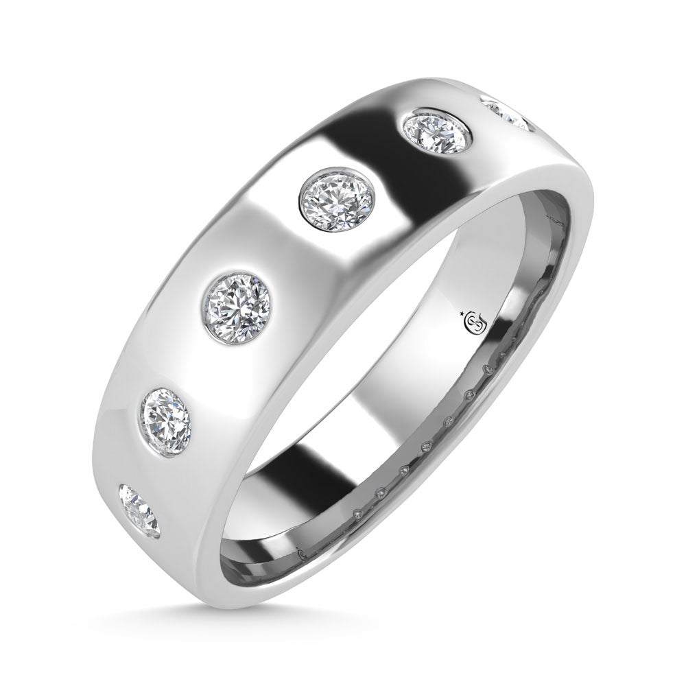 14K White Gold Diamond 1 Ct.Tw. Bezel Set Mens Machine Band