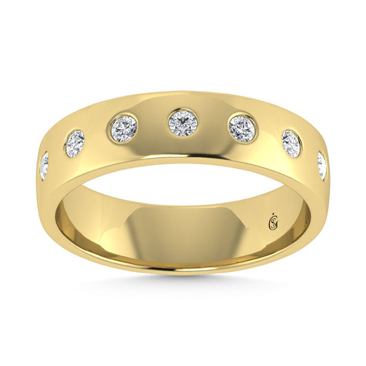 14K Yellow Gold Diamond 1 Ct.Tw.Bezel Set Mens Machine Band