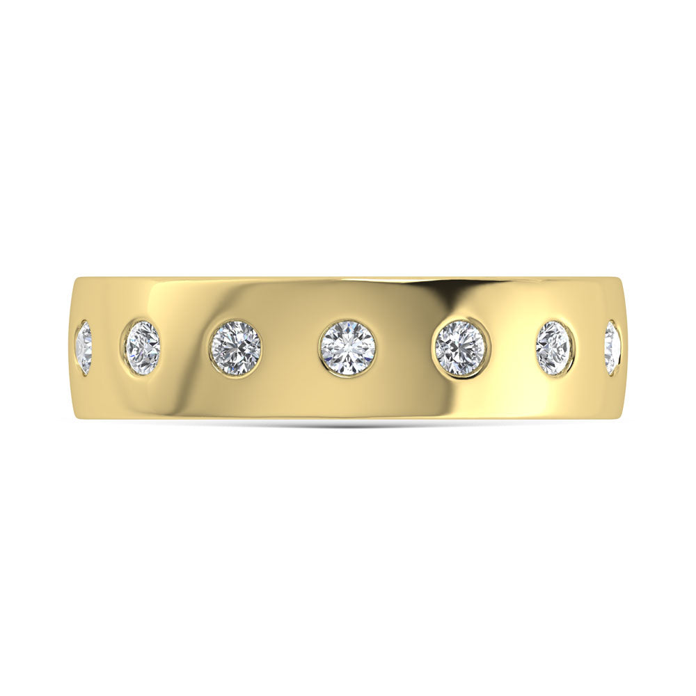14K Yellow Gold Diamond 1 Ct.Tw.Bezel Set Mens Machine Band