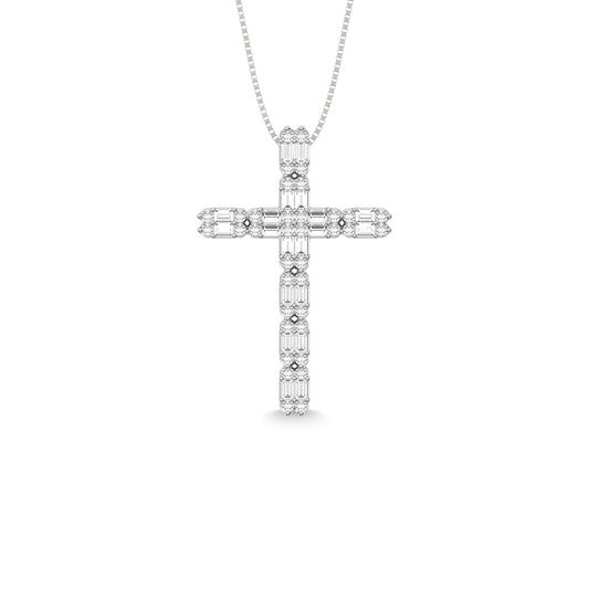 14K White Gold Diamond 1/2 Ct.Tw. Cross Pendant