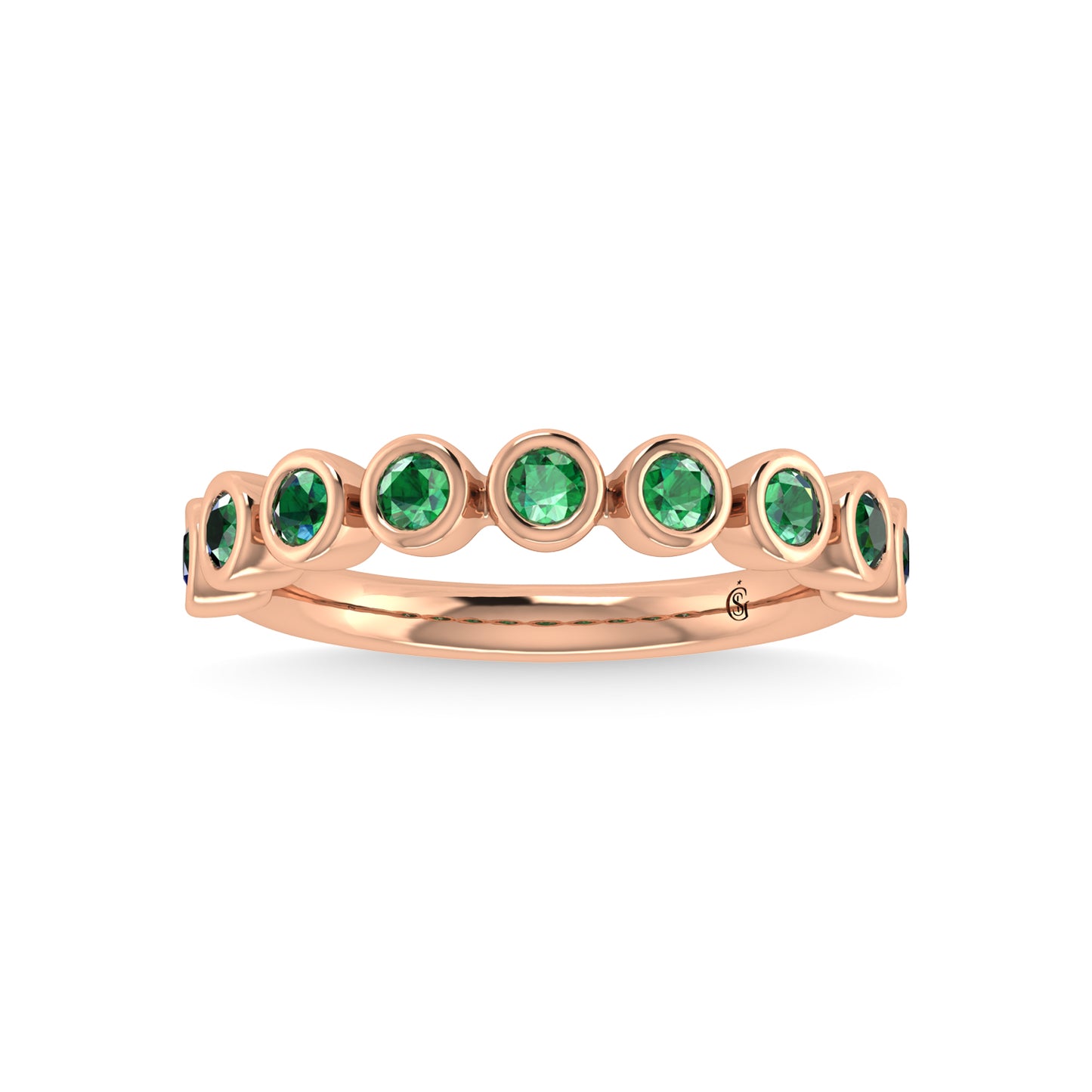 14K Rose Gold Emerald 3/8 Ct.Tw. Stackable Band
