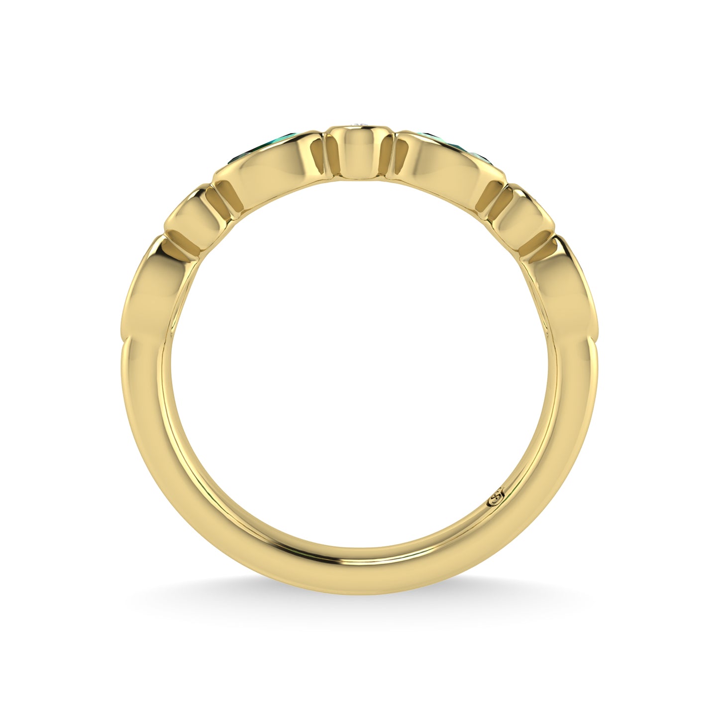 14K Yellow Gold Diamond 3/8 Ct.Tw. Bezel Set Round and Emerald Band
