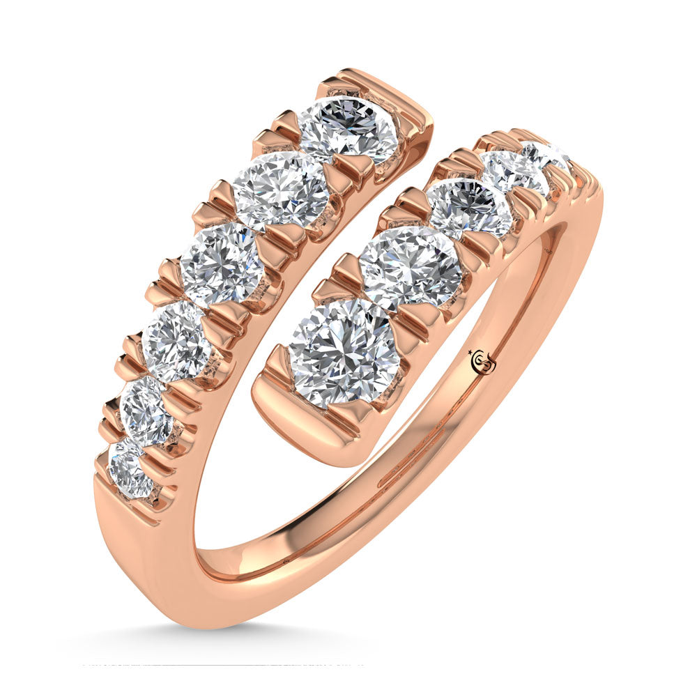 14K Rose Gold  7/8 Ct.Tw. Cross Over Band